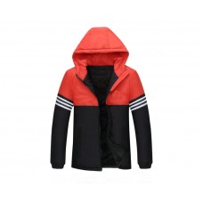 COTTON-PADDED COAT RED BLACK